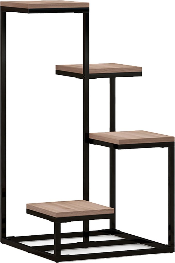Outsunny Estante para plantas estante de flores em metal e madeira 4 níveis de alturas diferentes estilo industrial 40 x 40 x 75,5 cm | Aosom Portugal