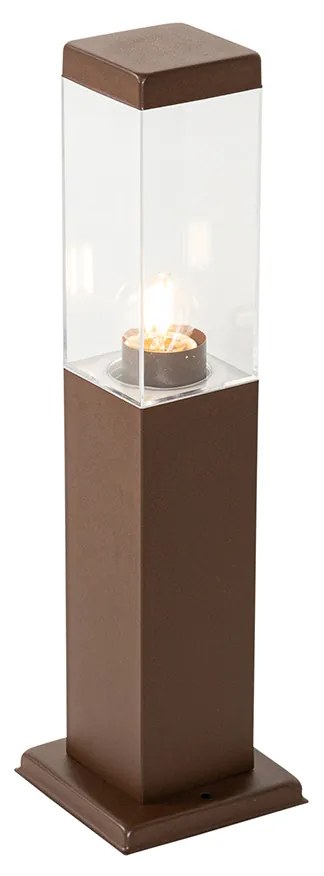 Candeeiro de poste exterior moderno castanho enferrujado 45 cm - Malios Moderno