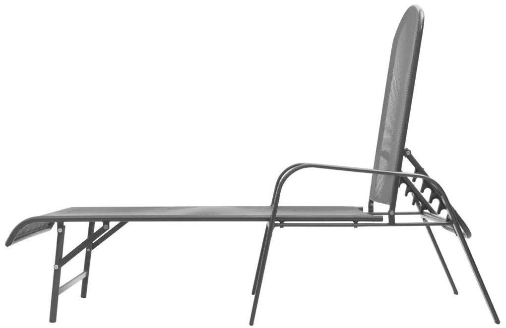 Espreguiçadeiras com mesa 2 pcs aço antracite