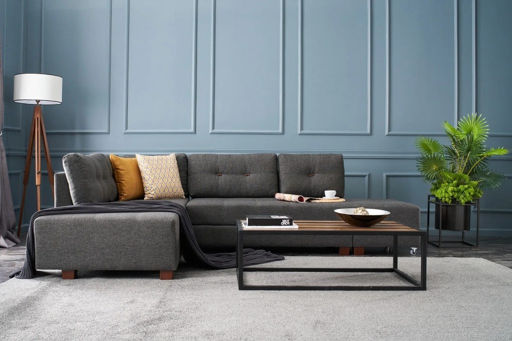 Sofá-Cama de Canto Manama – Antracite – 280x85x206 cm