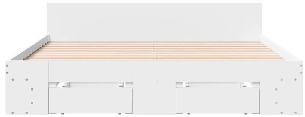 Estrutura de cama c/ gavetas 140x190cm derivados madeira branco