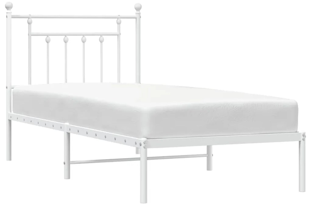 Estrutura de cama com cabeceira 90x200 cm metal branco
