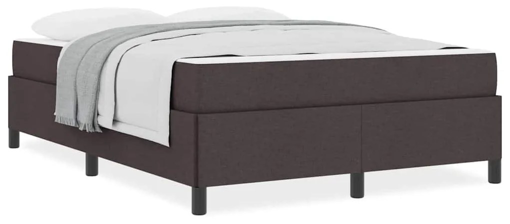 Cama Box Castanho 160 x 200 cm Tecido, Madeira de Engenharia