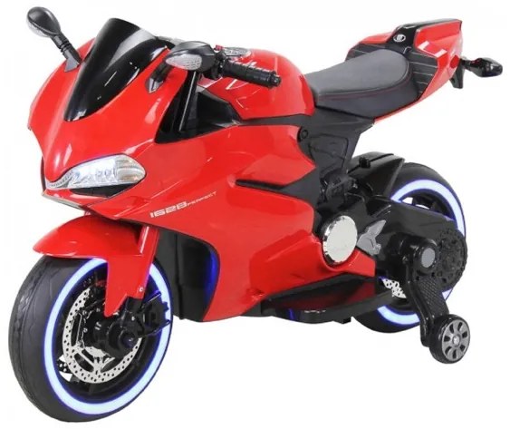 Mota Elétrica infantil Bateria RACE MOTOR, 12v, assento em couro, pneus de borracha EVA Vermelha