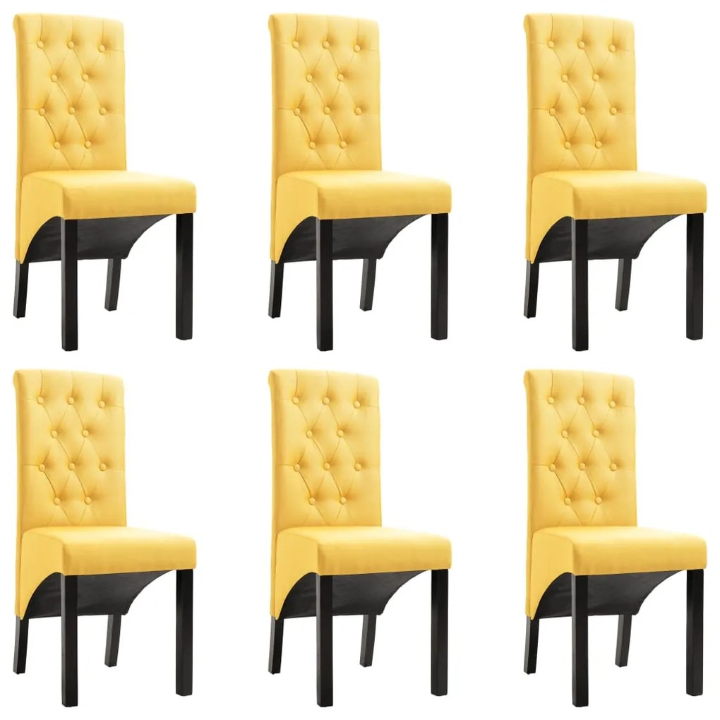 276978 vidaXL Cadeiras de jantar 6 pcs tecido amarelo