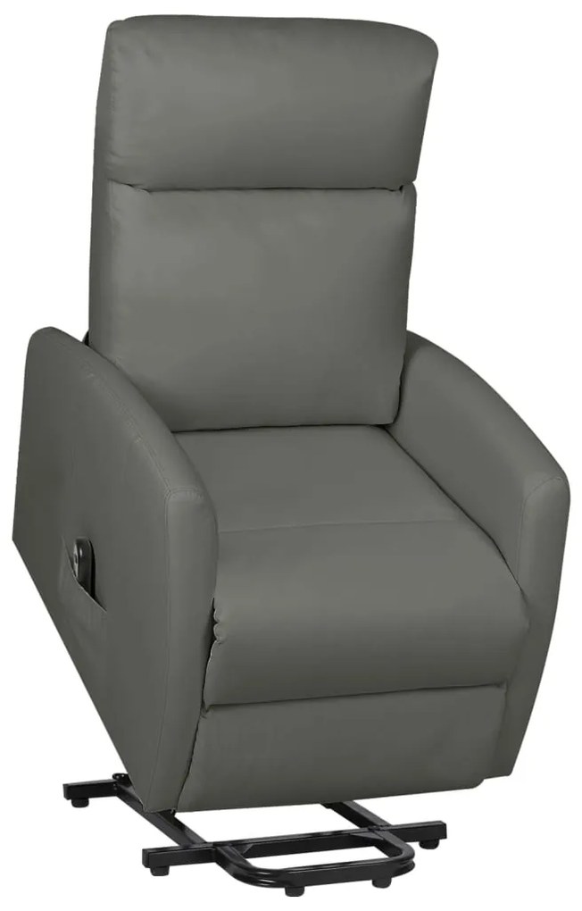 vidaXL Poltrona elevatória couro artificial cinzento