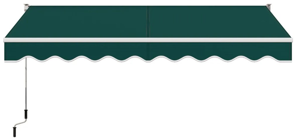 Toldo retrátil 295 x 250 cm com manivela manual para parede Porta Janel Verde