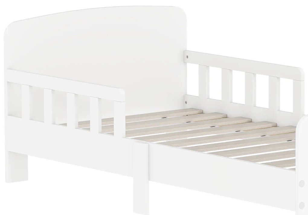 Cama para Crianças 70x140 cm Cama Infantil com Barreira Anticaídas e Estrado para Meninos e Meninas de 3-8 Anos branca