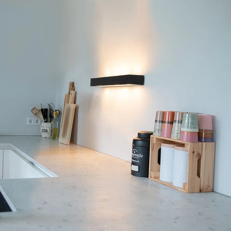 Aplique de parede alongado design preto 60 cm - Houx