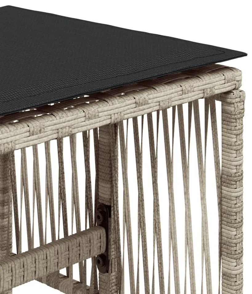 Bancos jardim c/ almofadões 4pcs 41x41x36cm vime PE cinza-claro