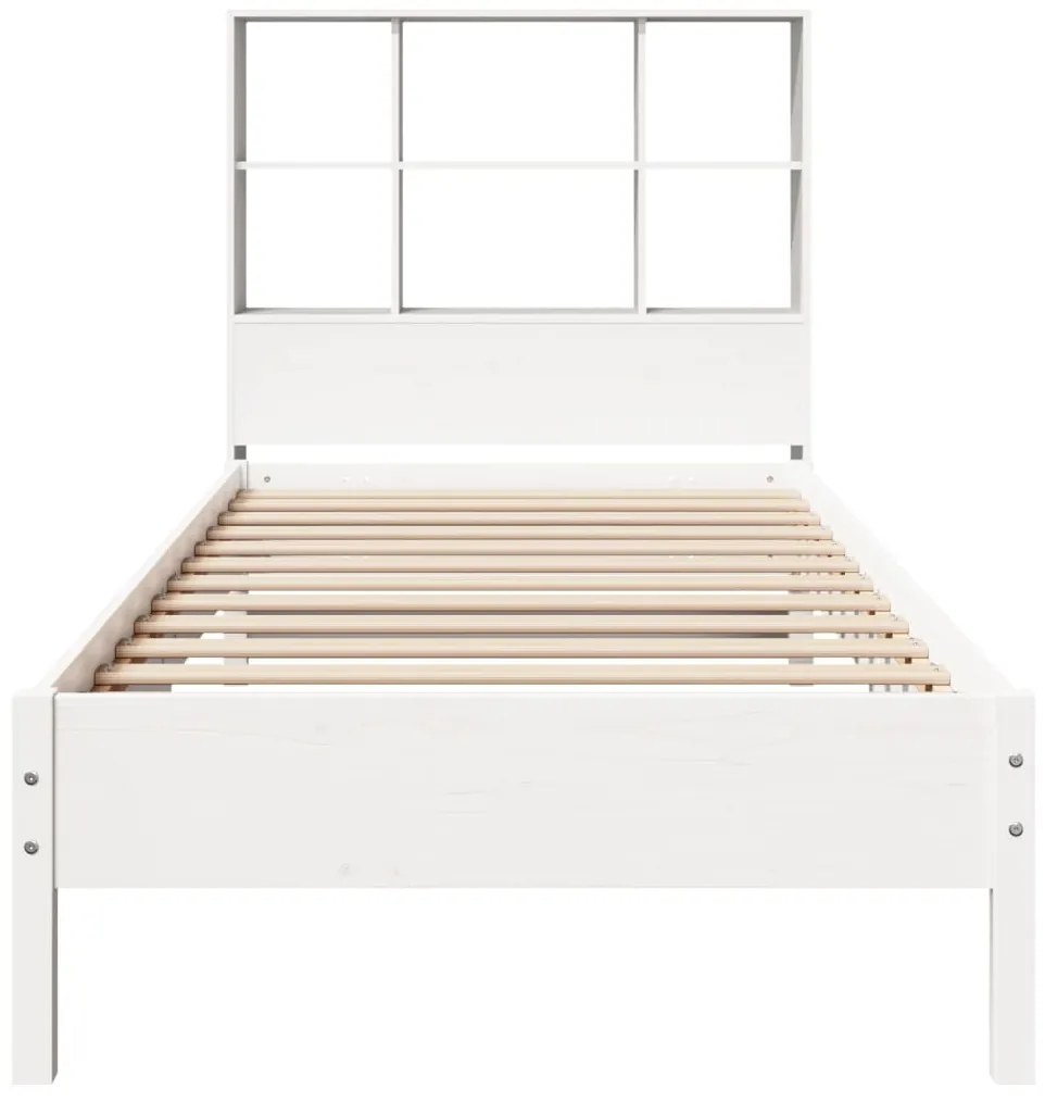 Cama com estante sem colchão 75x190 cm pinho maciço branco