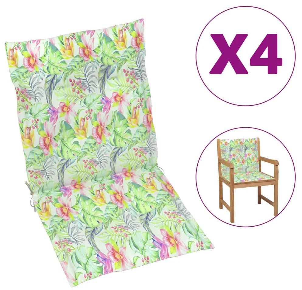 314150 vidaXL Almofadões p/ cadeiras de jardim 4 pcs 100x50x3cm padrão folhas