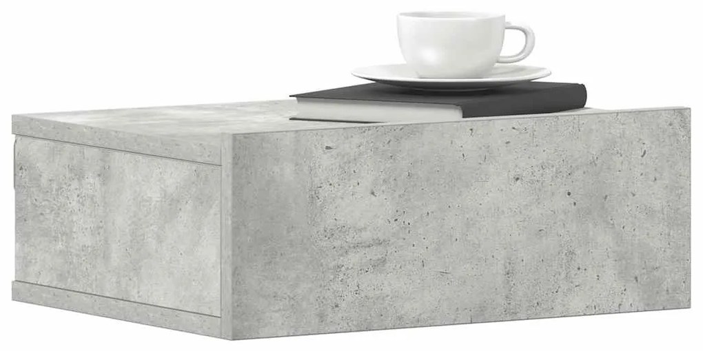 Mesa cabeceira suspensa 2pcs derivados madeira cinzento cimento