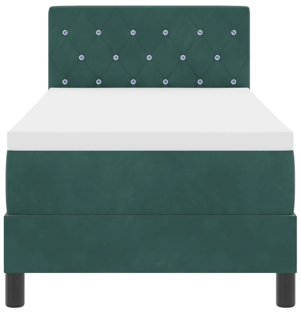 Cama Box Spring vidaXL com Colchão Verde Escuro 80x200 cm Veludo