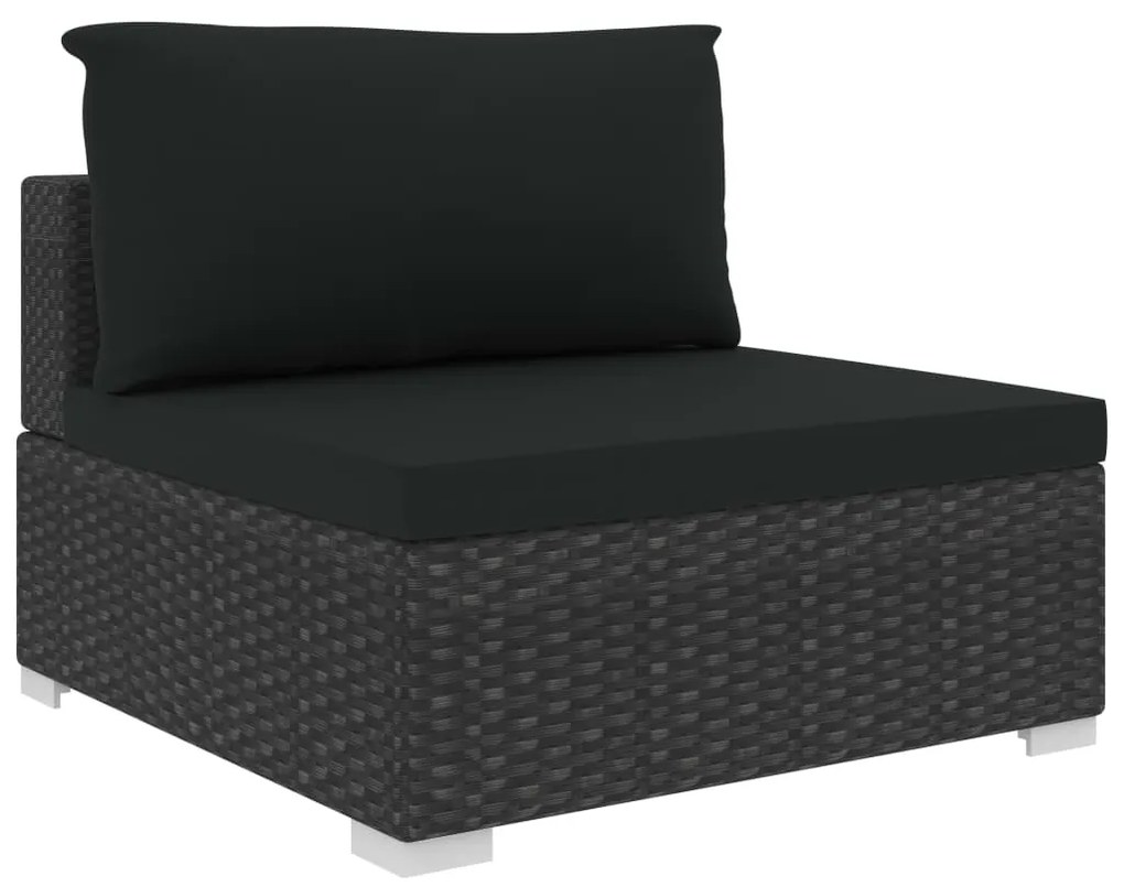 8 pcs conjunto lounge de jardim c/ almofadões vime PE preto