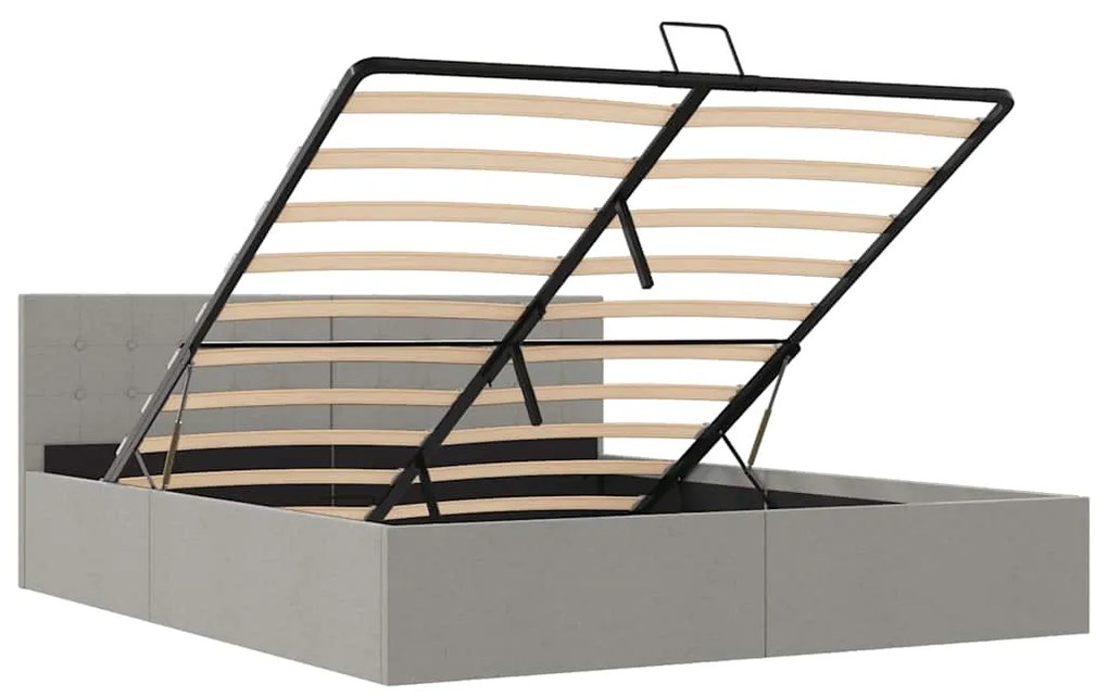 Estrutura de cama hidráulica 180x200 cm tecido cinzento-claro