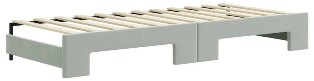 Sofá-cama com gavetão 80x200 cm veludo cinzento-claro