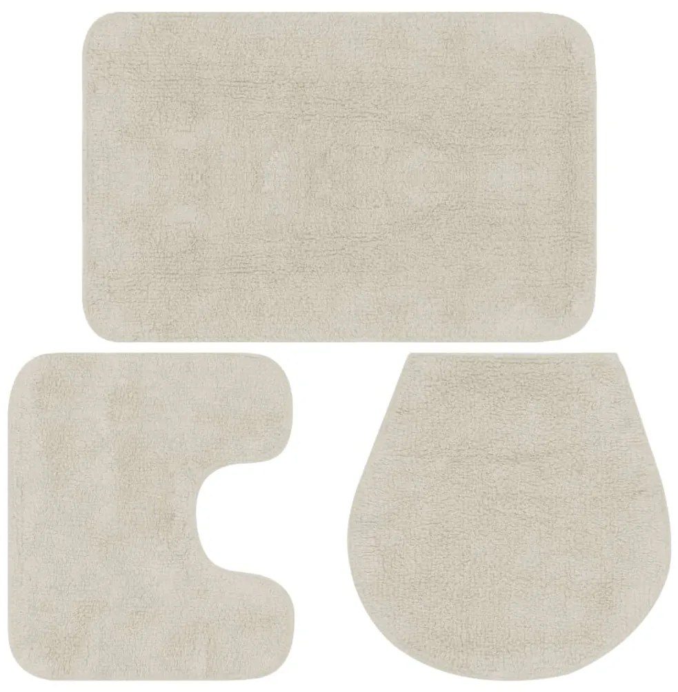 Conjunto tapetes de casa de banho 3 pcs tecido branco