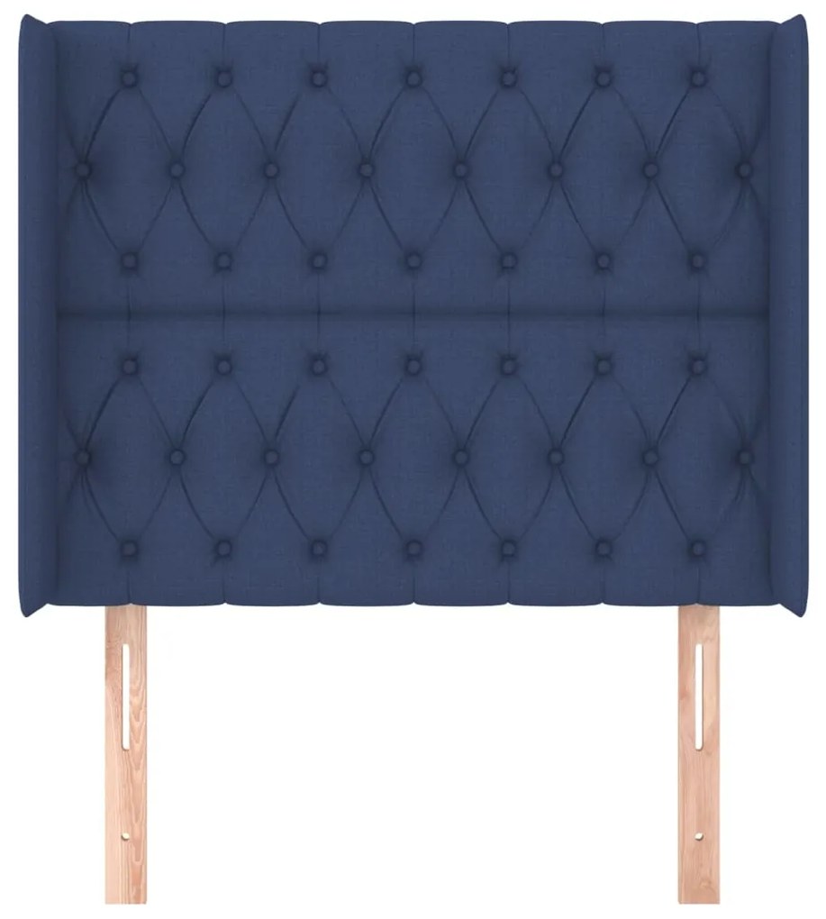 Cabeceira de cama c/ abas tecido 93x16x118/128 cm azul