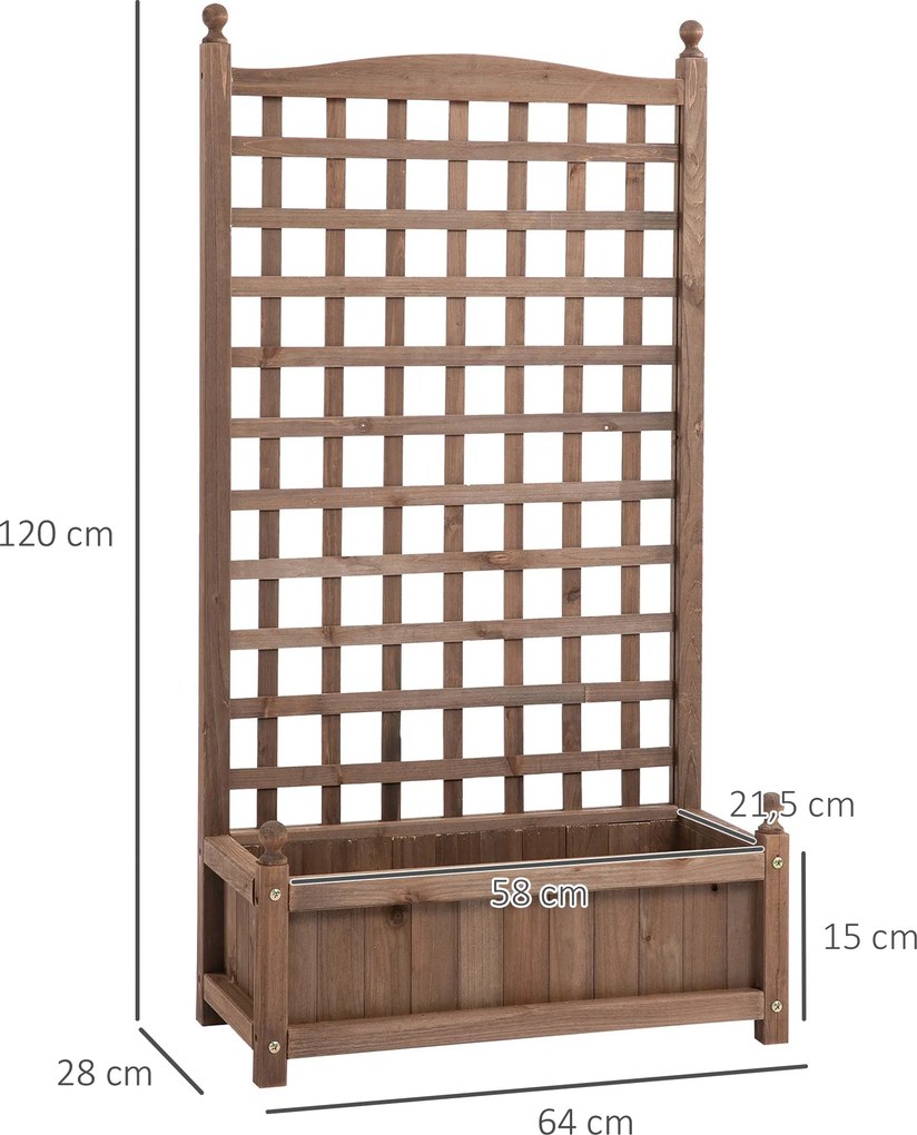 Floreira com treliça 64 x 28 x 120 cm. Insertos de rega incluídos em Madeira de abeto tratada