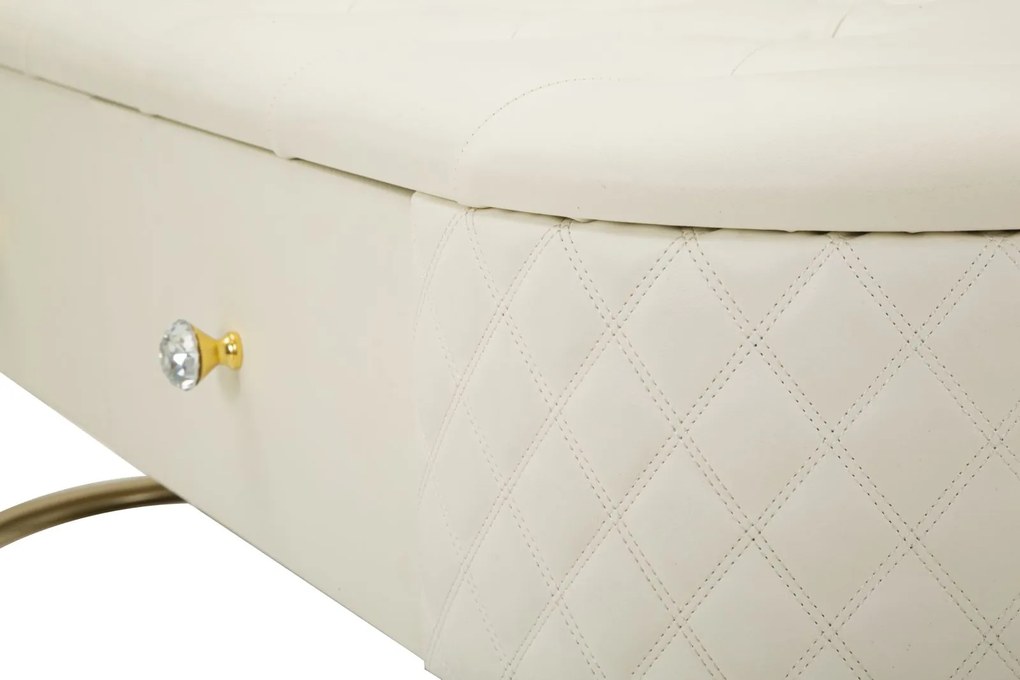 BANCO COM GAVETAS SHARON BRANCO E DOURADO 120X40X43 CM