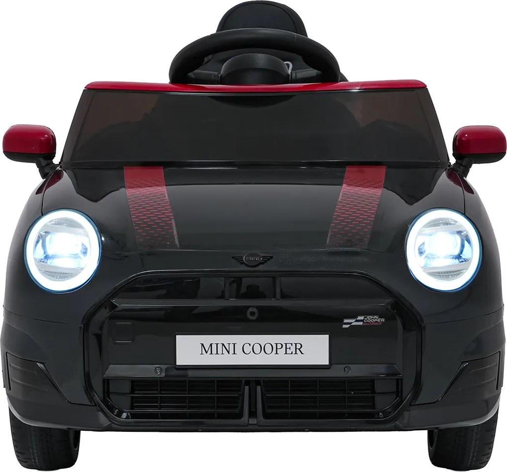 Carro elétrico para Crianças Mini Cooper 12V, Rodas Eva, Assento Couro ecológico Preto