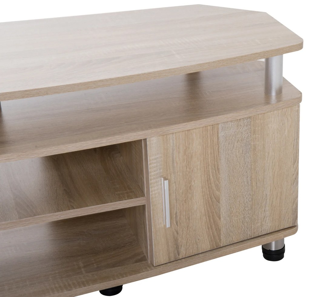 Mesa Suporte de TV Móvel de Jantar Sala Moderno Armário 2 Portas 2 Estantes 120x39.5x52cm Madeira Cor Carvalho