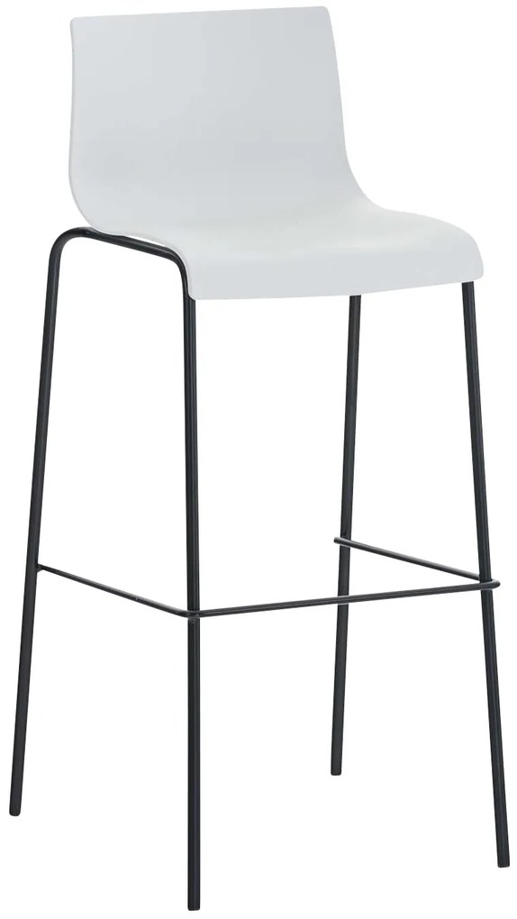 Conjunto de 2 bancos de bar Hoover em plástico e com estrutura preta 43 x 100 x 48 cm Branco