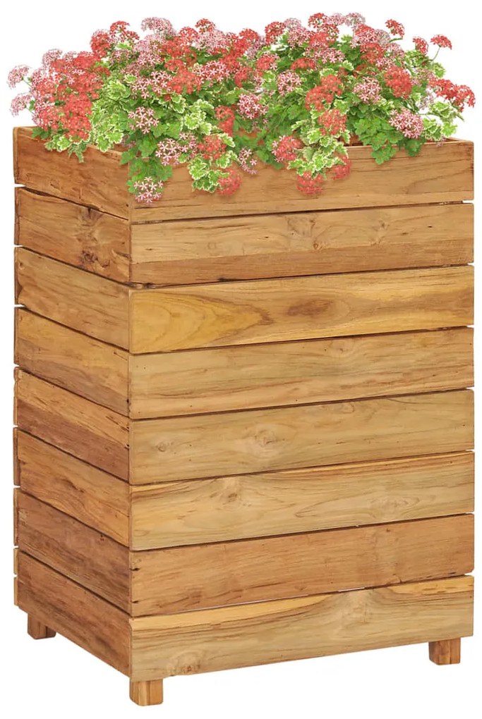 vidaXL Vaso/floreira 50x40x72 cm madeira de teca reciclada e aço