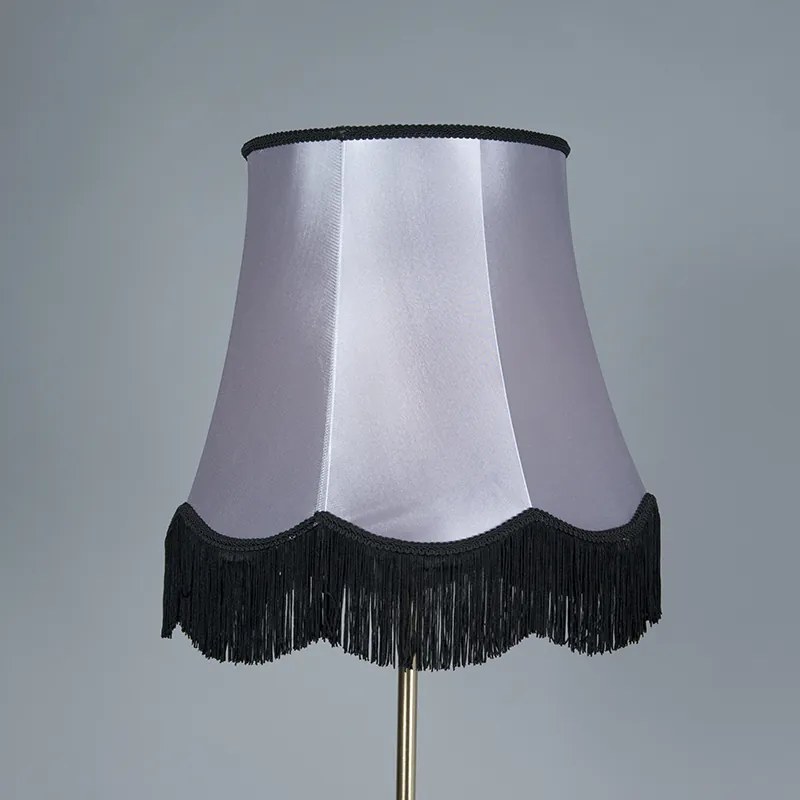 Candeeiro de pé em latão com abajur Granny preto-cinzento 45 cm - Kaso