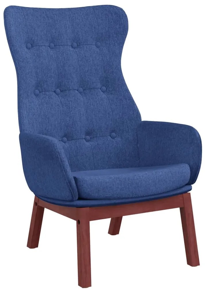 Cadeira de descanso com banco p/ pés tecido azul