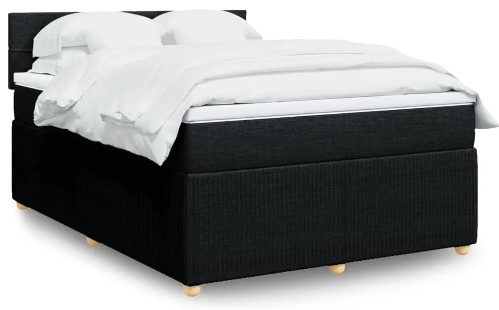 vidaXL Cama com molas/colchão 140x190 cm tecido preto