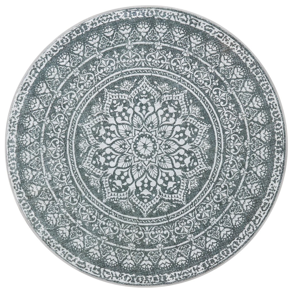 Tapete redondo SONGMICS HOME, 160 cm, para sala de estar, antiderrapante, decoração fofa, para sala de estar, quarto, lavável à máquina, estilo boho, cinza antracite TAR052G02
