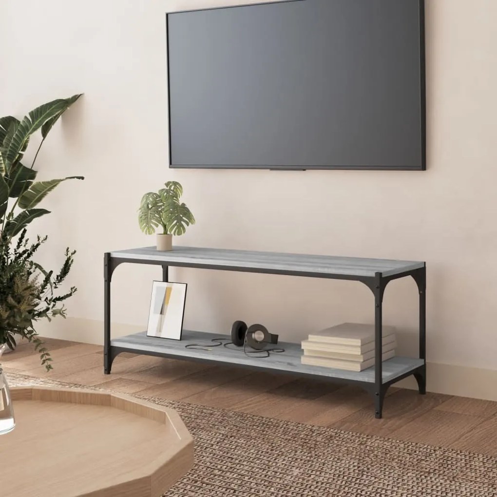 Móvel de TV 100x33x41 cm derivados madeira/aço cinzento sonoma