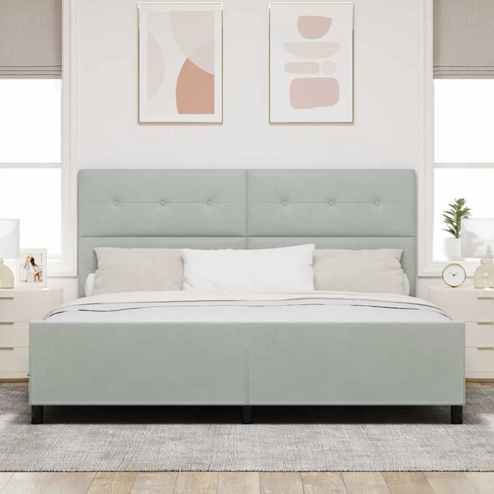 Cama vidaXL Cinza Claro 200x200 cm Veludo