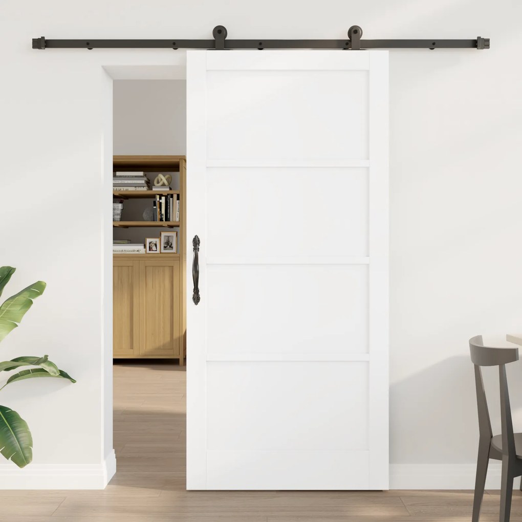 porta deslizante vidaXL com conjunto de hardware 'ORKDAL'Branca Madeira Sólida Pinus
