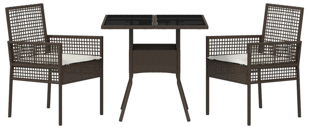 Conjunto de Jantar de 3 Peças Castanho Rattan Poliéster
