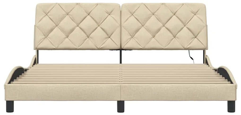 Estrutura de cama com LED sem colchão 180x200 cm tecido creme