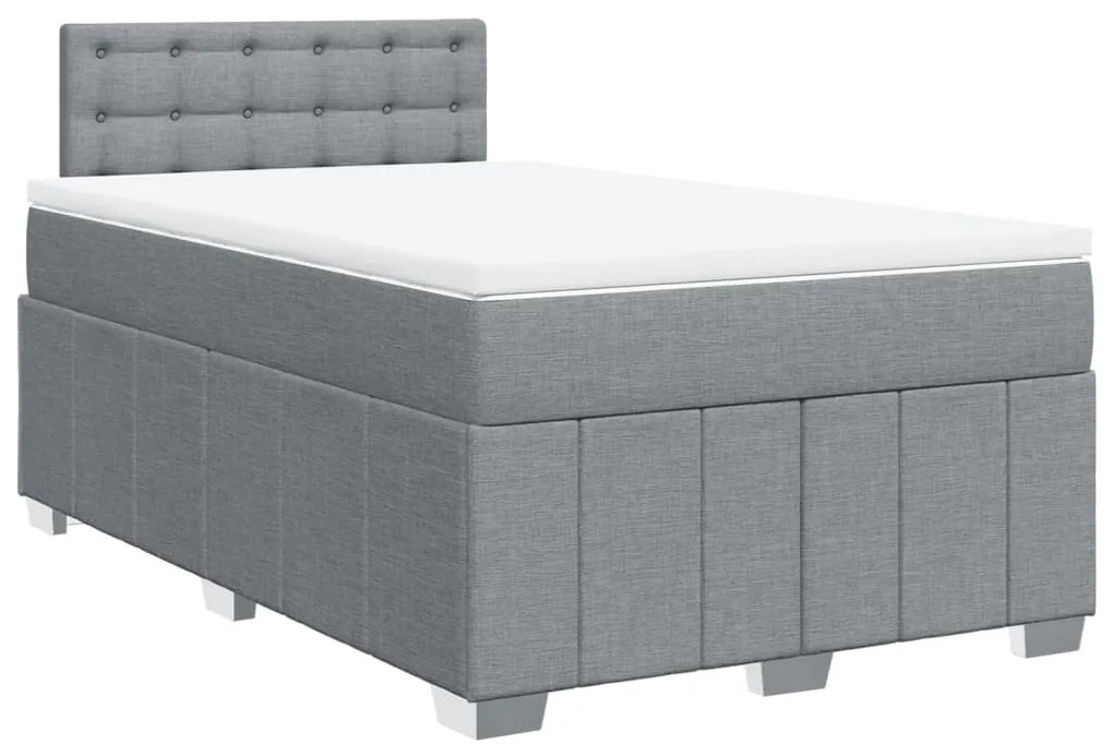 Cama boxspring com colchão 120x190 cm tecido cinzento-claro