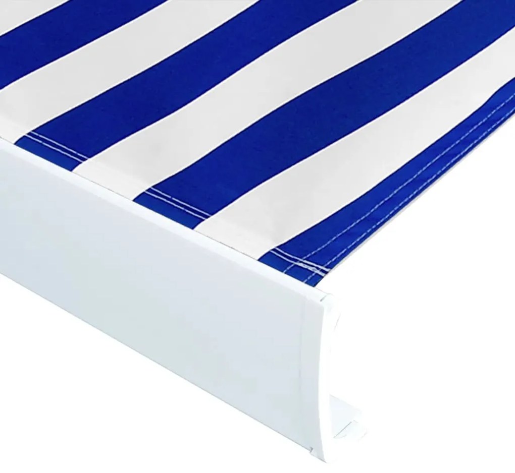 Toldo motorizado com caixa 500x300 cm azul e branco