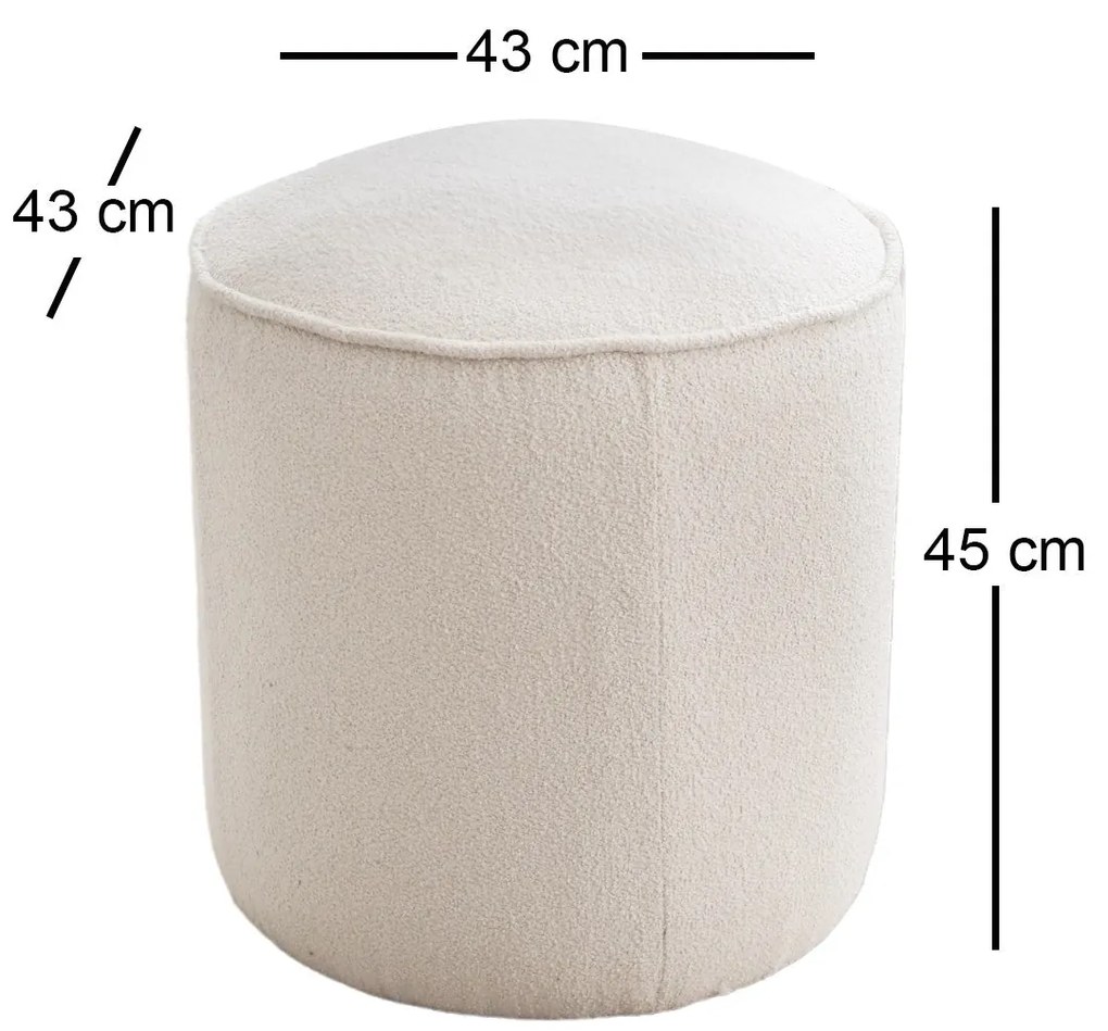 Pouffe Teddy – Creme – 43x45x43 cm