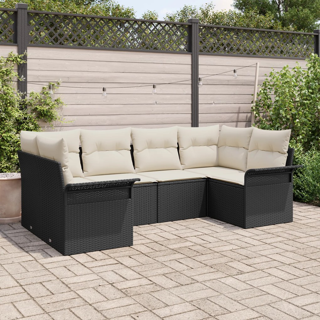 Conjunto de Sofás de Jardim vidaXL com Almofadas Preto Rattan de Poli