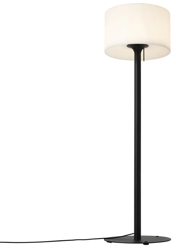 Candeeiro de Pé Moderno para Exterior Preto com Abajur Branco IP44 - Mississippi Moderno