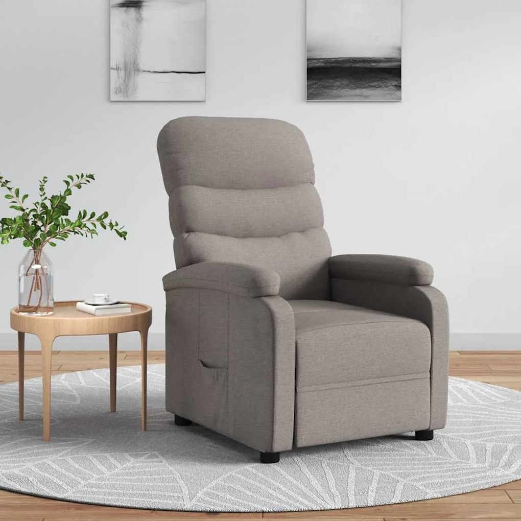 vidaXL Poltrona reclinável tecido cinzento-acastanhado