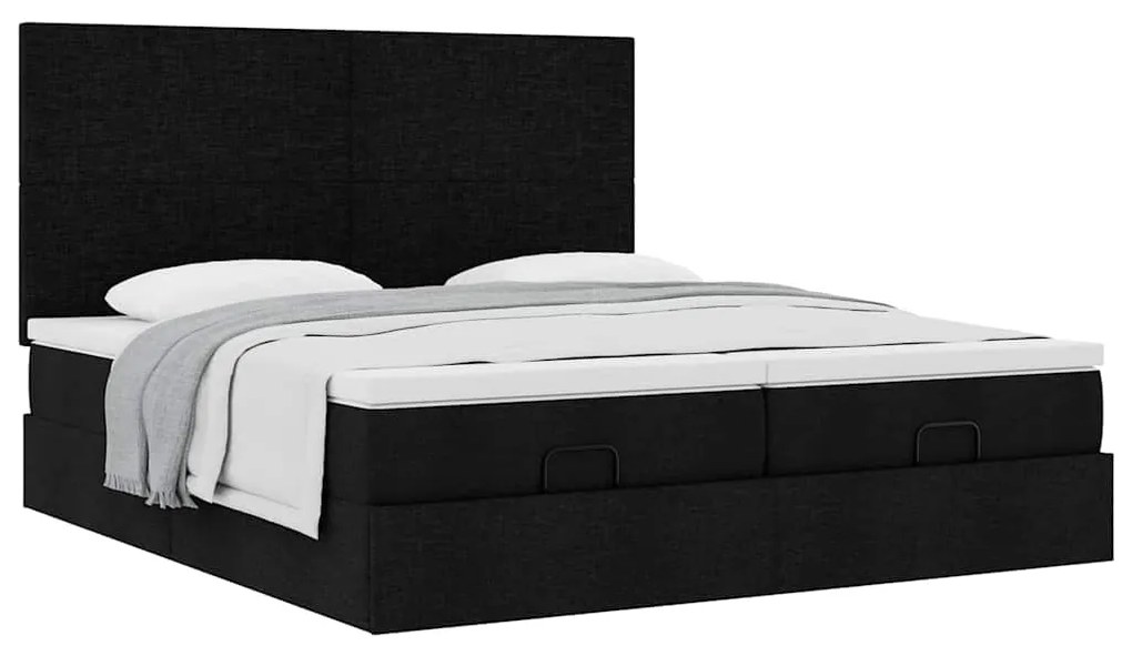 63 / 5,000vidaXL Estrutura de cama otomana com colchões tecido preto