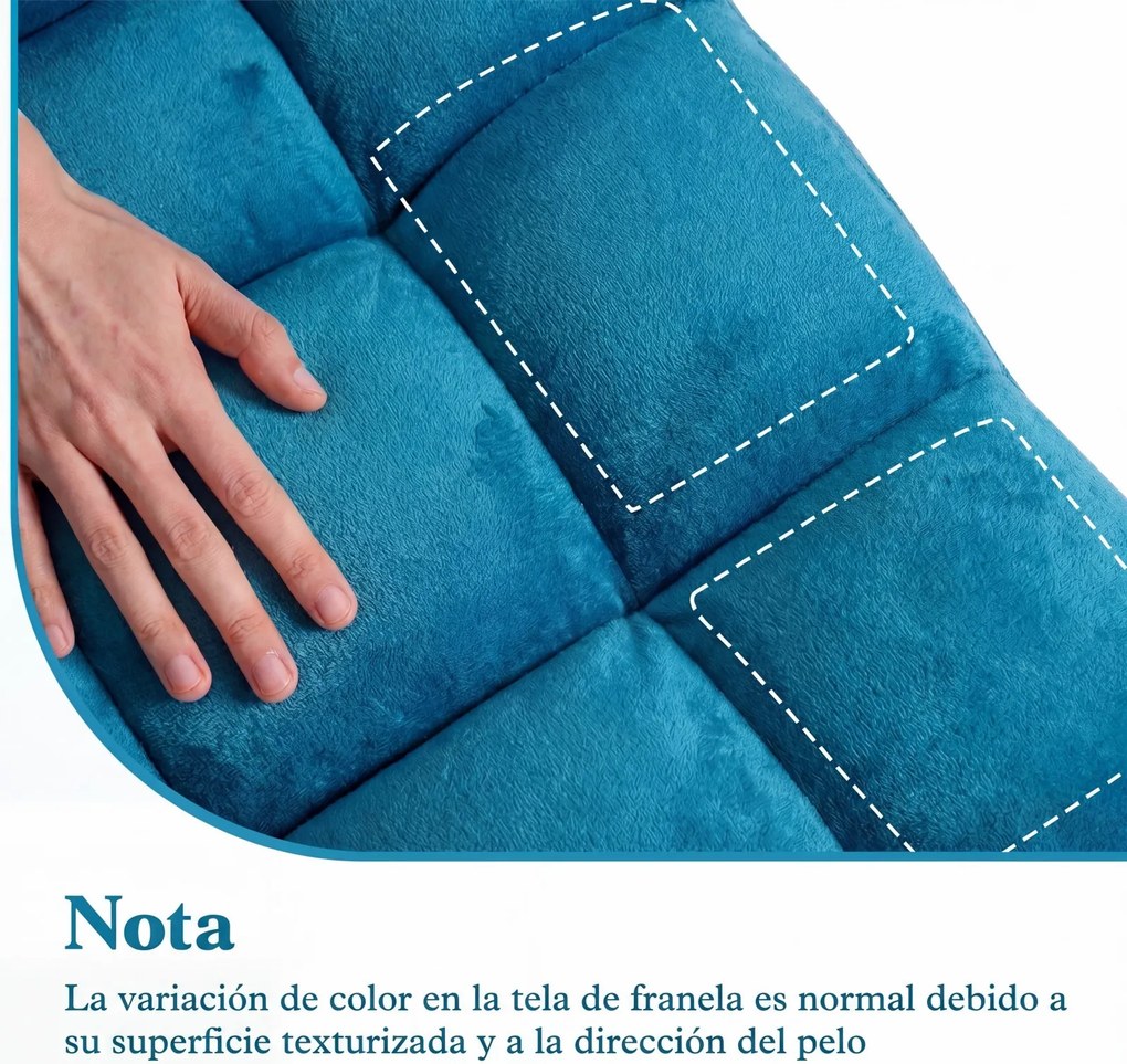 Cadeira de Chão Dobrável, 104 x 53 x 15 cm, Encosto Ajustável em 14 Posições, Azul