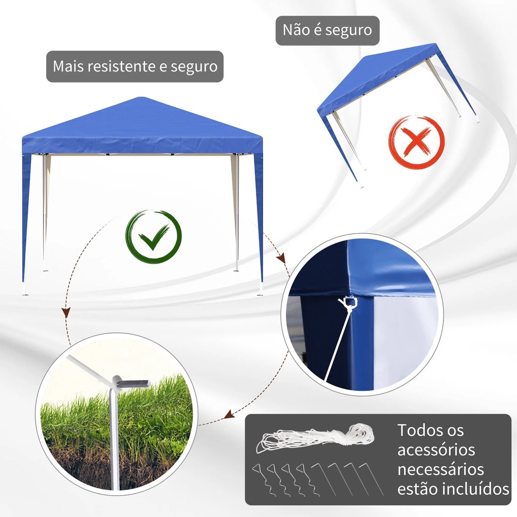 Tenda Dobrável 295x295x255 cm com Bolsa de Transporte Altura Ajustável