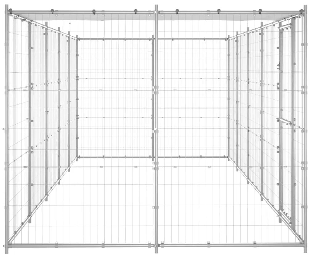 Canil de exterior com telhado 12,1 m² aço galvanizado