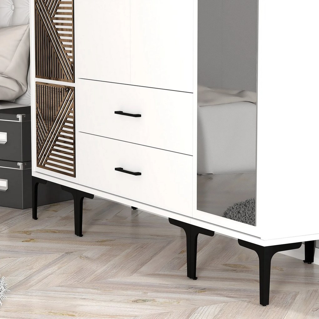 Roupeiro Kumsal PTR – Branco – 160 cm x 47,5 cm x 201,4 cm