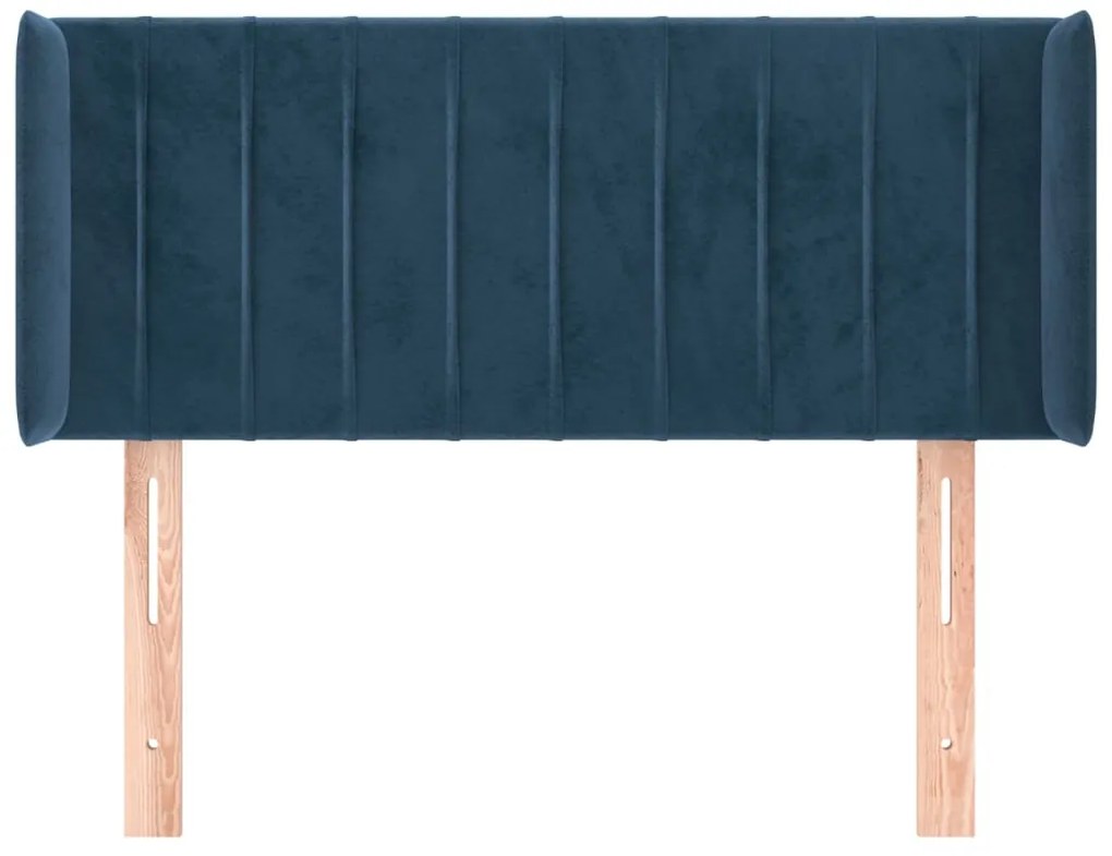 Cabeceira de cama c/ abas veludo 83x16x78/88 cm azul-escuro